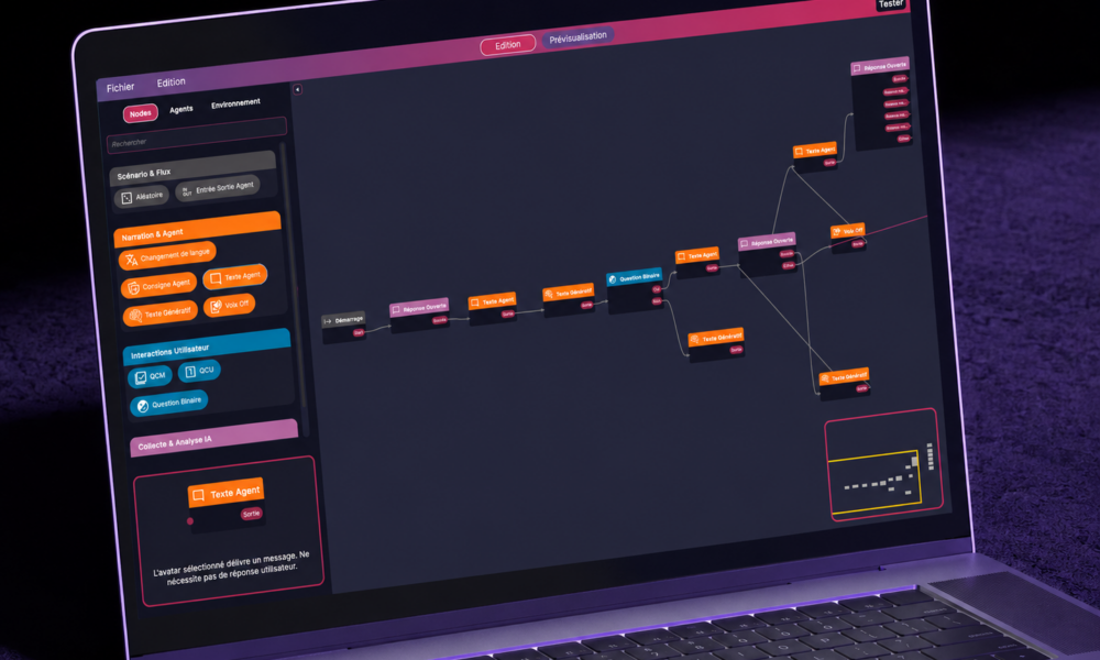l'outil auteur no code Dialogue designer Widid
